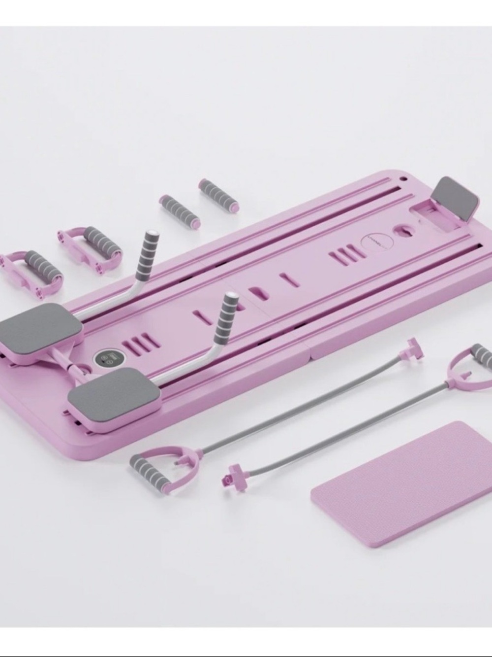 Pink Home Pilates/Reformer Exercise Board with Resistance Bands
